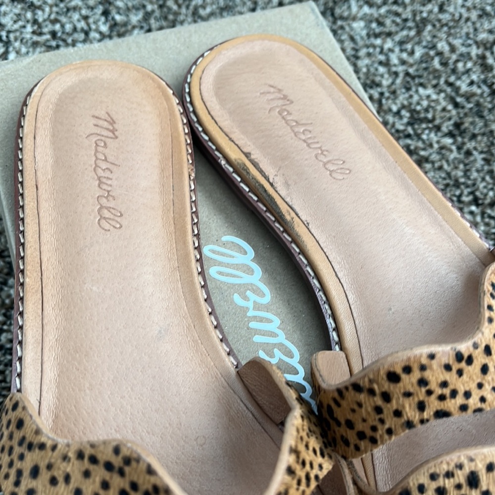 Madewell Leopard Calf Hair Sandals, like new - Picture 2 of 5